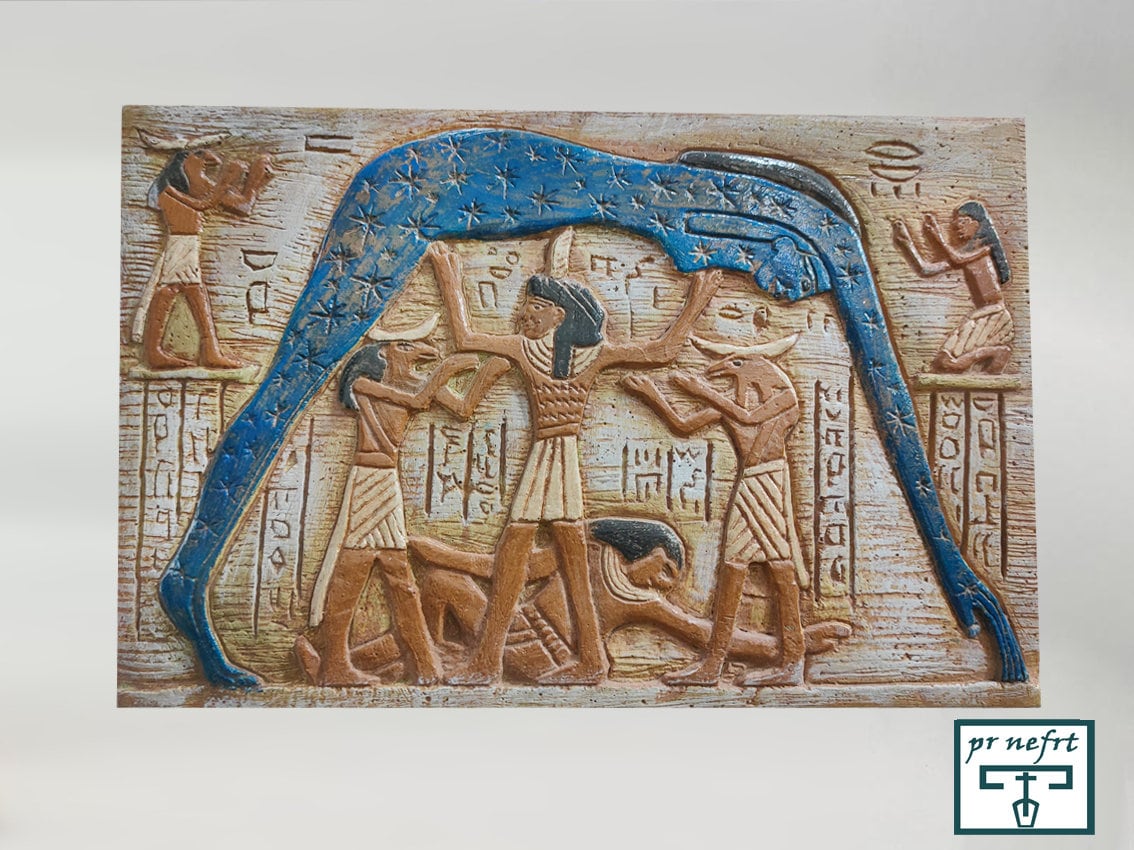エジプト パピルス絵画 天空の女神ヌト 額縁はなし 古代エジプト パピルス 天空の女神ヌート 絵画 額縁付き 額装