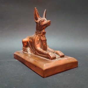 Unique model of the god Anubis, machine of embalming and tombs, made by hand in Egypt, copper washing