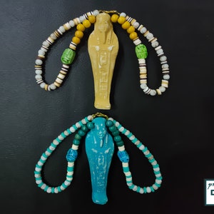 Ushabti pendant with Egyptian beads and scarab made brilliantly in Egypt