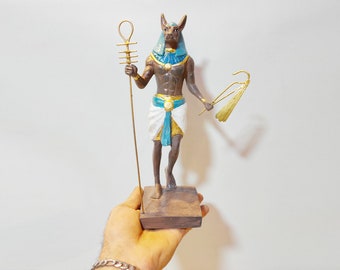 Estatua de chacal". Wepwawet"Chacal's . Anubis., elaborado con gran artesanía.duro y pesado, Made In Egypt