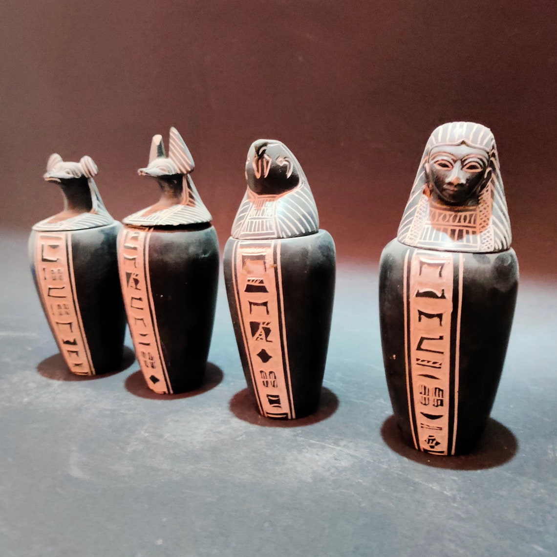 The distinctive canopic jars collection made of stone Etsy