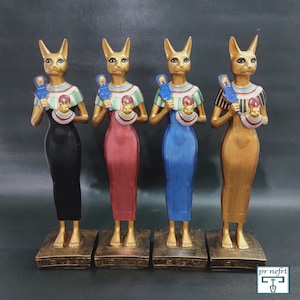 A unique statue of the goddess Bastet, available in 4 colors, handmade in Egypt