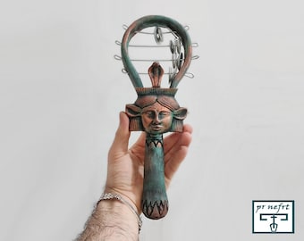 The sistrum of the goddess Hathor. The ancient Egyptian sistrum. A sacred tool for activation, ceremonies and rituals. madein Egypt