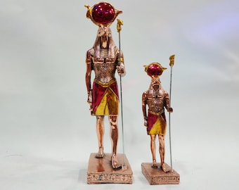 Rare copper statue of the  Ra. The  Horus. Available in two sizes. Handmade in Egypt