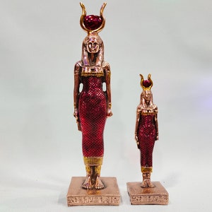 Statue of Goddess Hathor Goddess of Heaven Brass Washing Statue Made in Egypt Available in two sizes