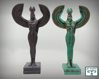 Statua della dea alata Iside - Una potente statua di Iside è disponibile in nero e nel caratteristico colore turchese, realizzata in Egitto