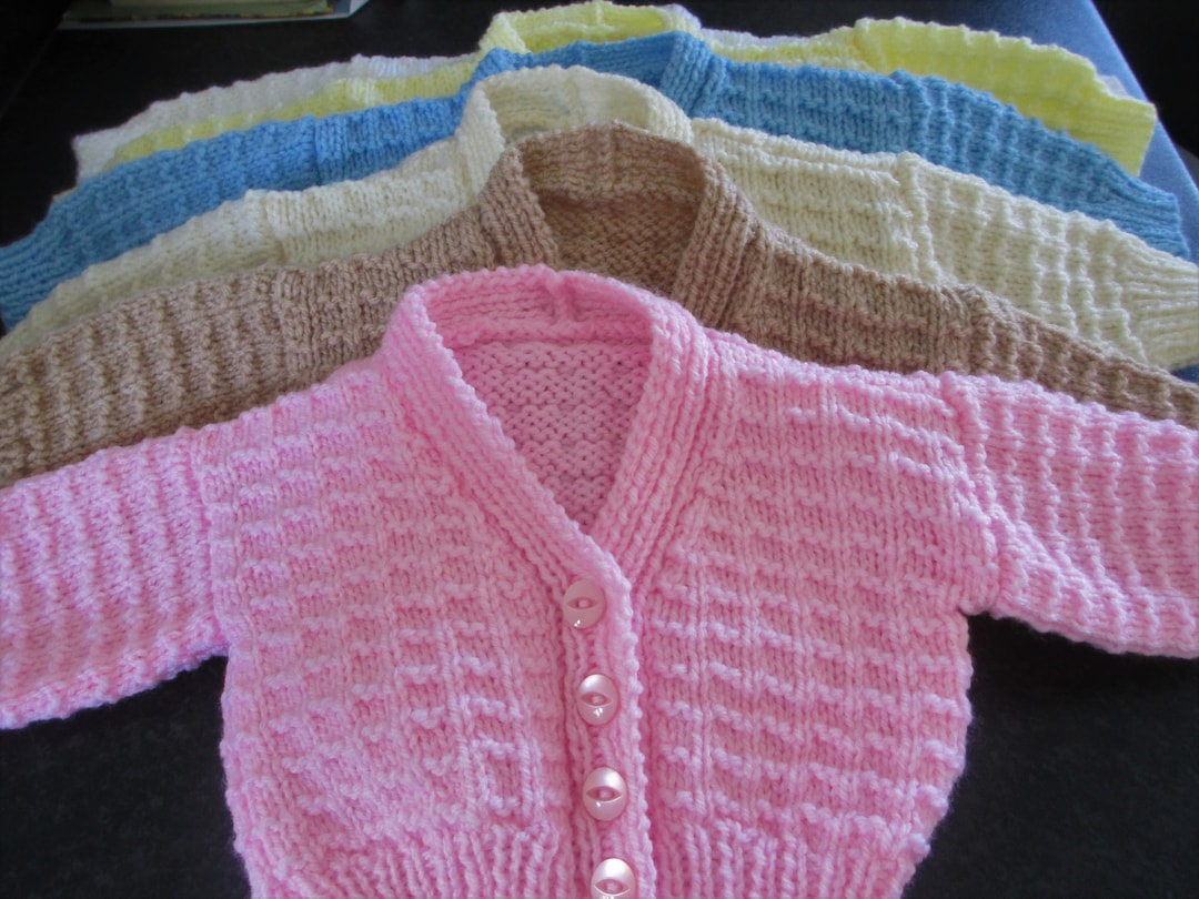 Hand Knitted Patterned Baby Cardigan, Girl, Boy, Newborn, 03 Months, 3
