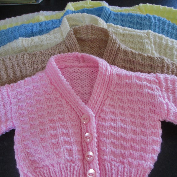 Hand knitted patterned baby cardigan, girl, boy, newborn, 0-3 months, 3-6 months