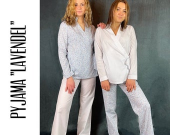 Pyjama “Lavendel”, digitales Schnittmuster und Nähanleitung (Gr. 34 – 48)