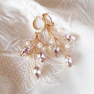 Crystal vine earrings Bridal blush earrings image 1