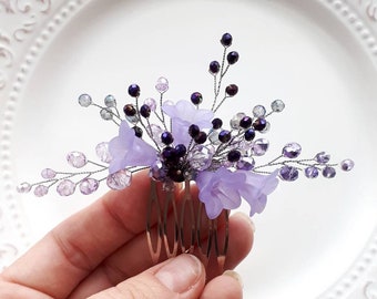 Lavender floral hair comb Purple bridal hair piece