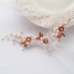 Rose gold flower hair vine Wedding rose gold hair piece