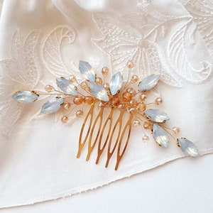 Opal bridal hair comb Gild wedding hair piece for bride