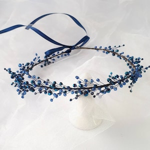 Sapphire bridal hair piece Navy blue crown
