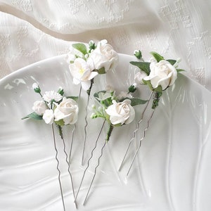 Ivory flower wedding hair pins Rose bridal hair piece floral