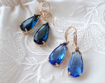 Navy blue bridal earrings Dusty blue drop earrings wedding