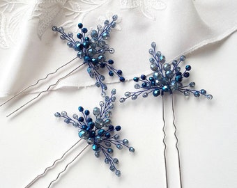 Navy blue hair piece Blue bridal hair pins