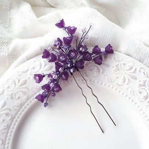Purple flower wedding hair pin Lilac floral hair piece