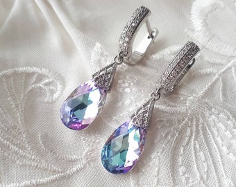 Lavender earrings Purple crystal drop earrings