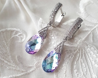 Lavender earrings Purple crystal drop earrings