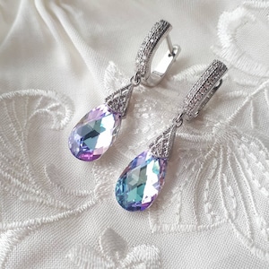 Lavender earrings Purple crystal drop earrings