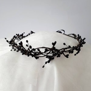 Black gothic tiara Gothic crown crystals bridal hairpiece