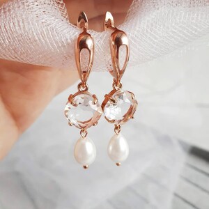 Boho bride earrings Long drop gold earrings for bride