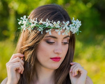 Greenery woodland crown Cottagecore wedding headpiece