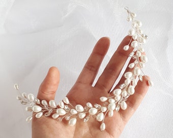 Pearl bridal hair vine Silver wedding hair piece hair accessories