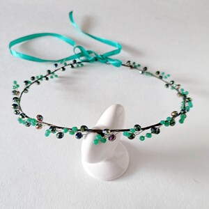 Greenery wedding crown Green bridal head piece Emerald green wedding head piece