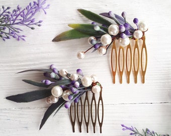 Woodland hair comb Wedding greenery hair piece