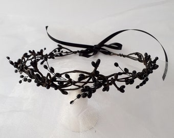 Black wedding vine Black bridal headpiece