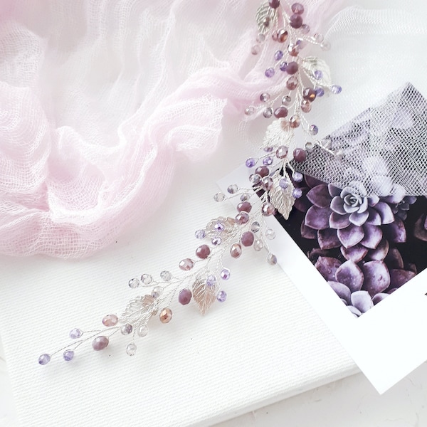 Purple hair vine Purple wedding hair accessories