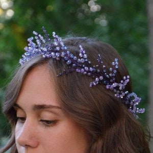 Purple wedding crown Lavender bridal tiara Purple head piece image 4