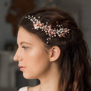 Braut Haarkranz rose gold Perle Hochzeit Haarschmuck für Bide Bild 1