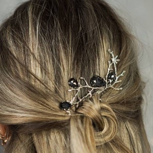 Gothic hair comb wedding Black crystal hair piece
