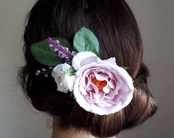 Purple flower hair comb Lavender wedding hair piece for bride