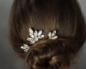 Crystal hair pins set Wedding hair piece for bride Rhinestone hair pins