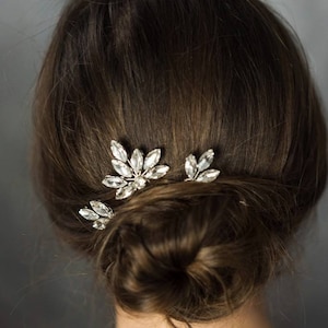 Crystal hair pins set Wedding hair piece for bride Rhinestone hair pins