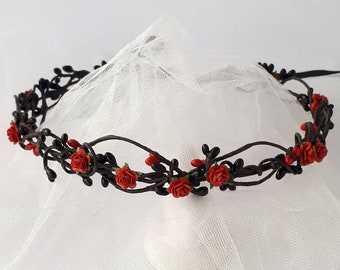 Gothic flower crown Gothic wedding headpiece