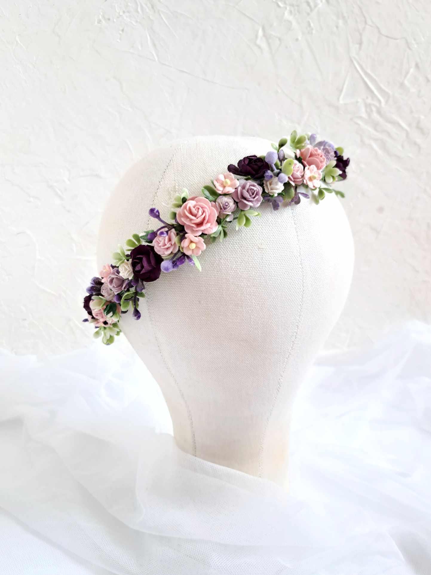 Pink Purple Wedding Flower Crown Lavender Pink Wedding 
