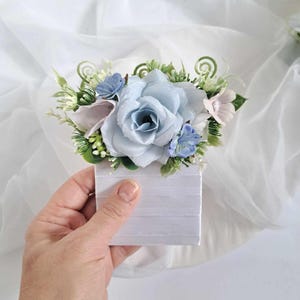 Blue white pocket boutonniere Dusty blue boutonniere for man Blush flower boutonniere Peonies roses wedding pocket boutonniere