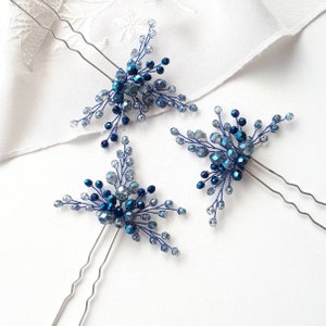 Navy blue hair piece Blue bridal hair pins image 3