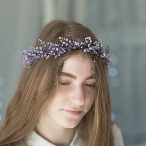 Purple wedding crown Lavender bridal tiara Purple head piece image 8