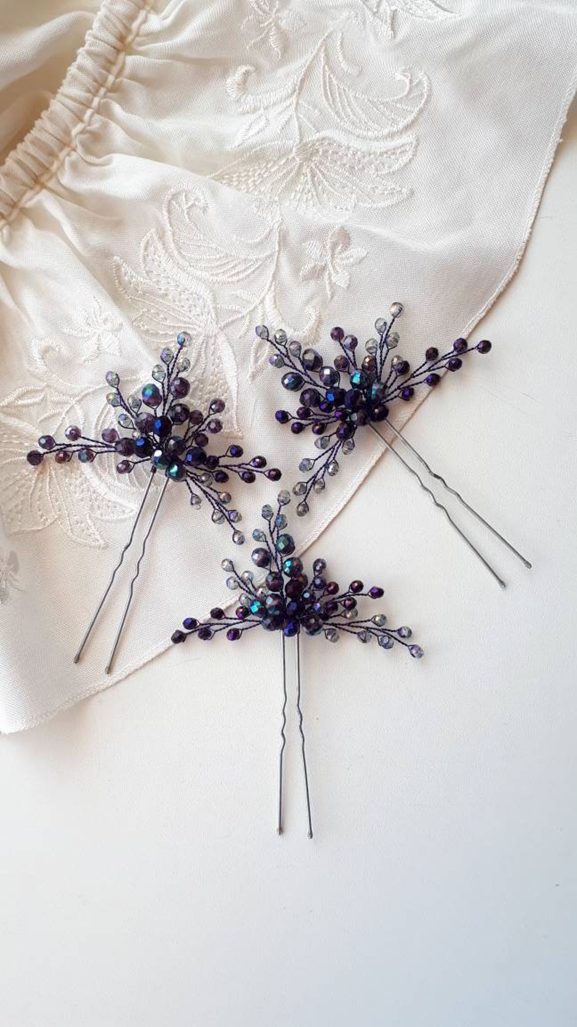 Purple Hair Piece for Wedding Purple Bridal Hair Pins Etsy