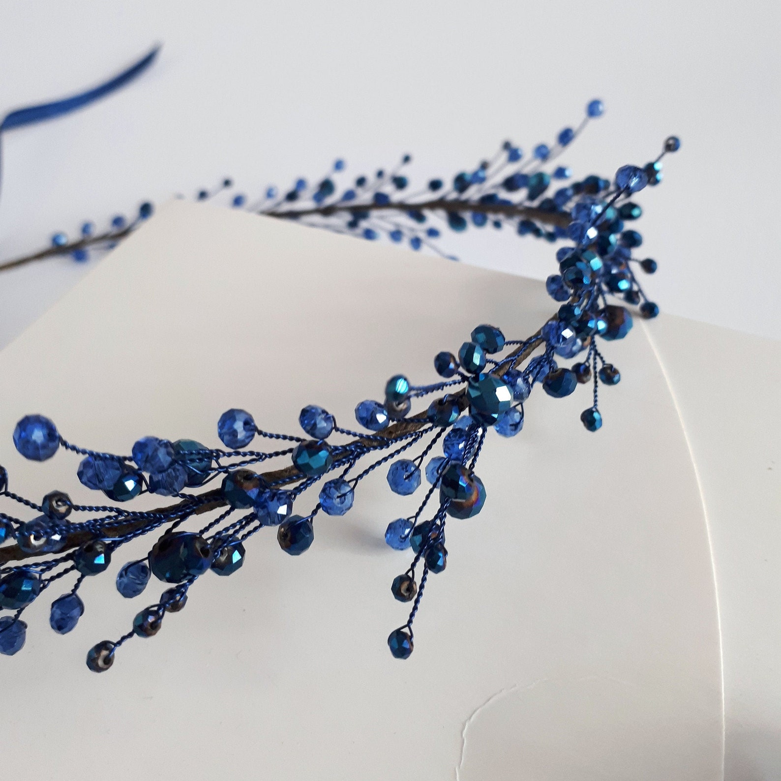 Navy Blue Wedding Crown Sapphire Bridal Head Piece Etsy