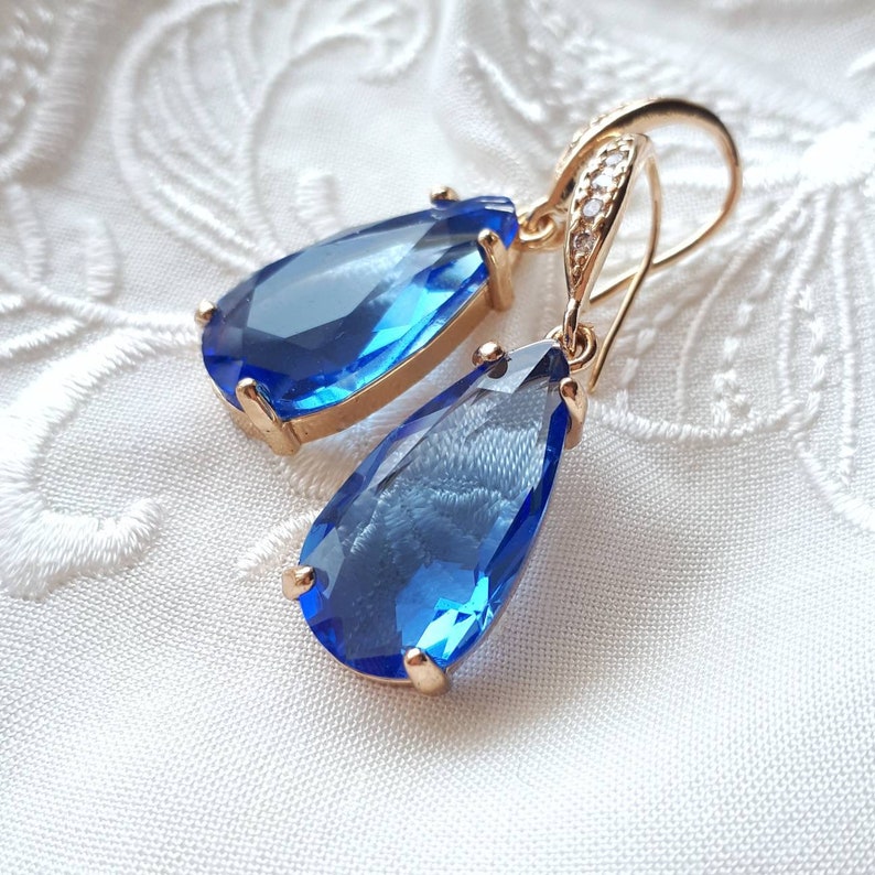 Navy blue bridal earrings Dusty blue drop earrings wedding dusty blue