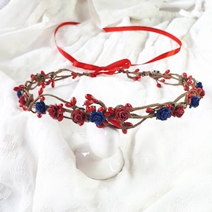 Flores de boda burdeos azul marino Tocado de novia azul marino Corona de flores de boda de Borgoña