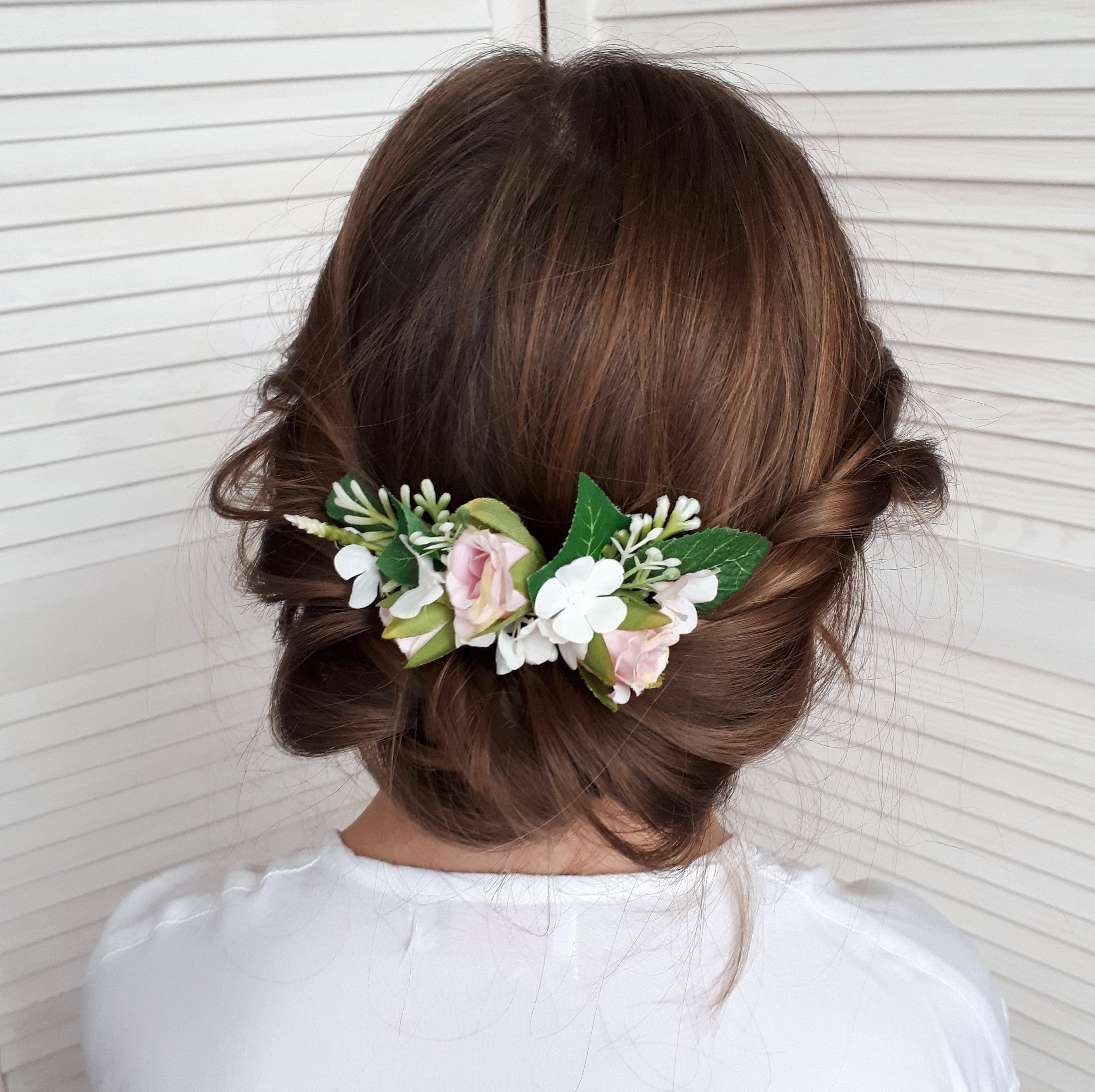 Blush pink flower hair piece Floral hair comb wedding Etsy