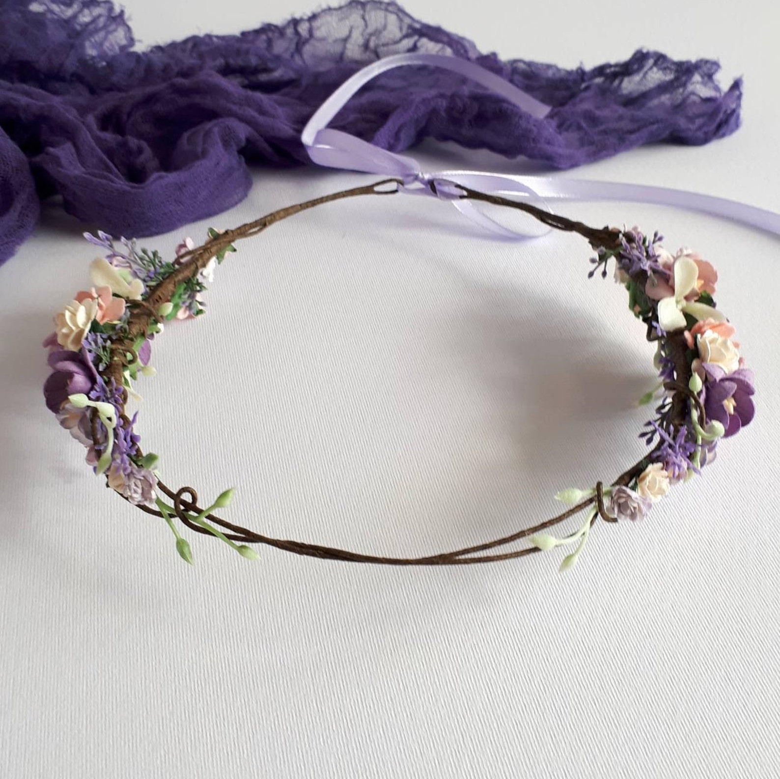 Lavender flower crown wedding pink Bridal flower crown adult Etsy